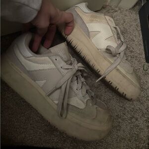 Beige and Tan New Balance Sneakers